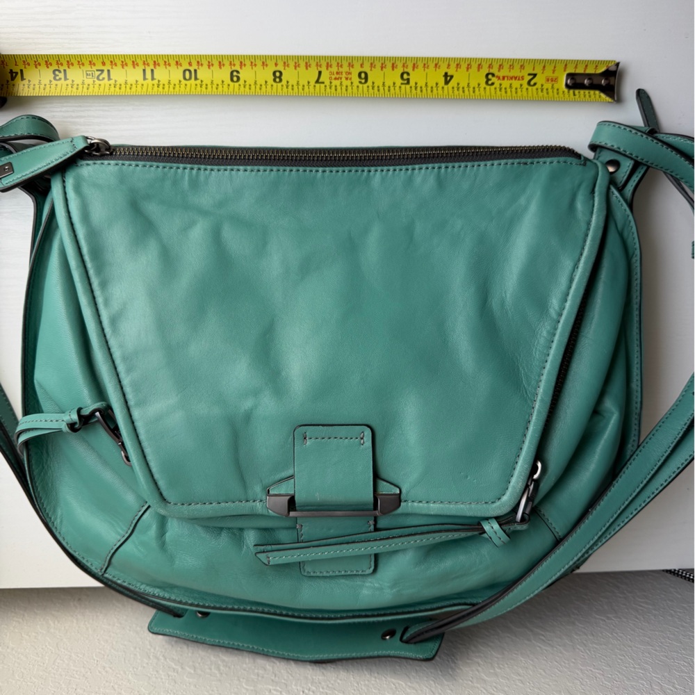 NWT Kooba Leroy Leather Cross Body Bag in Sea Glass blue teal - Picture 14 of 16